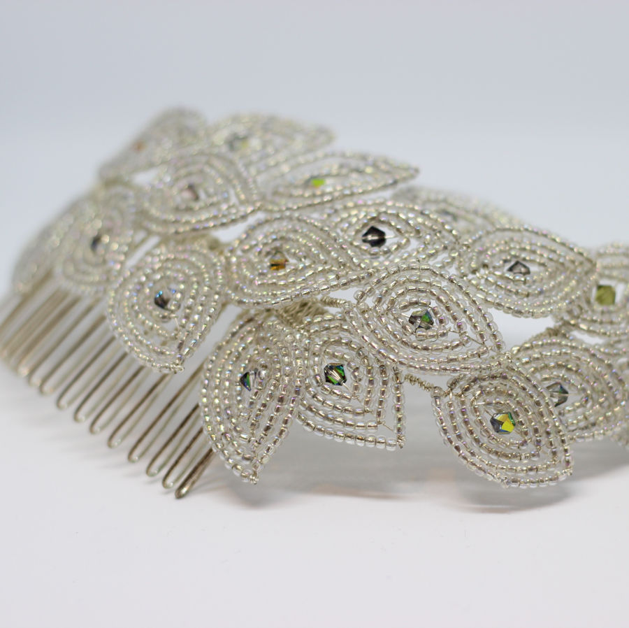 Thumbnail: Glamorous Art Deco Peacock Tail Bridal Headpiece