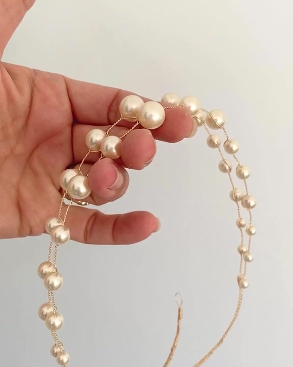 Elegant pearl bridal headpiece handcrafted using ivory pearls and gold wires by Glorious by Heidi Cheshire wedding accessorie