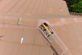 Damaged roof tile found with drone during home inspection
