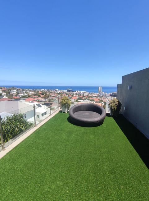 Artificial grass on a balcony