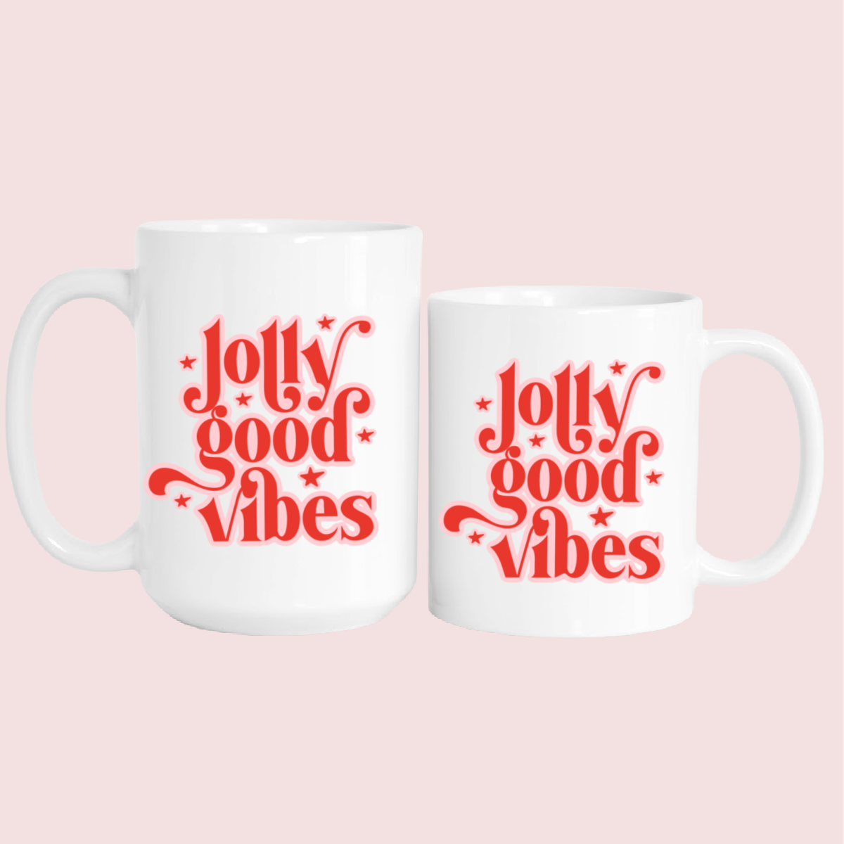 Jolly good vibes mug set w/pink