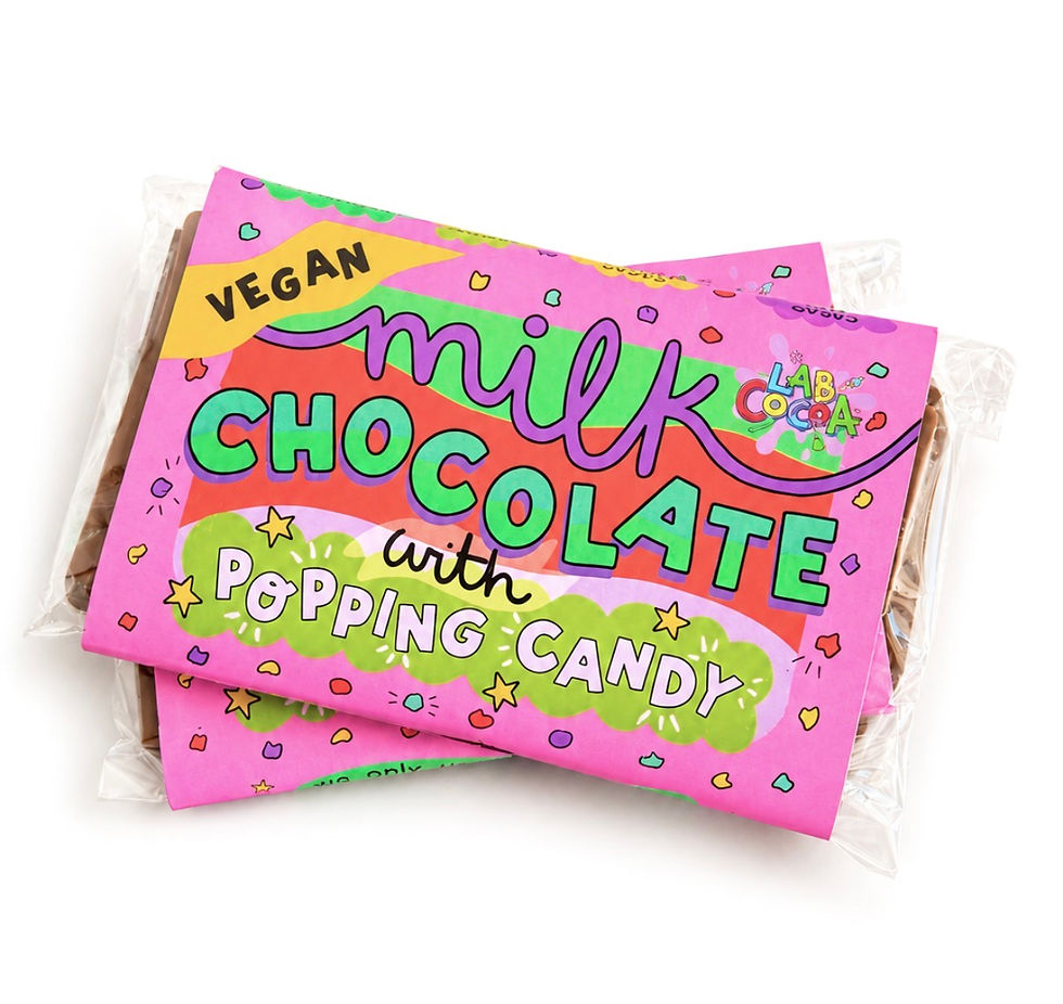 Vegan Popping Candy chocolate bar - dairy free - plant-powered