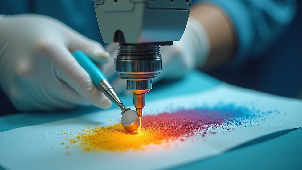 Primer plano de máquina de micropigmentación con pigmentos de colores