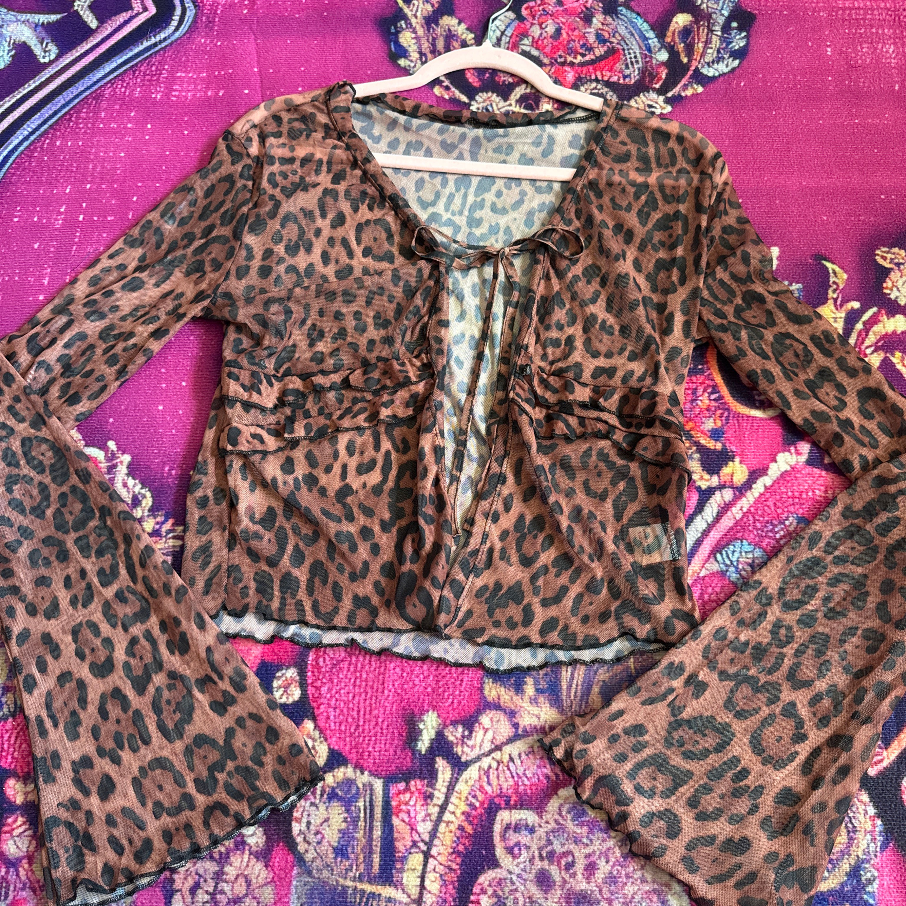 Leopard mesh cover up