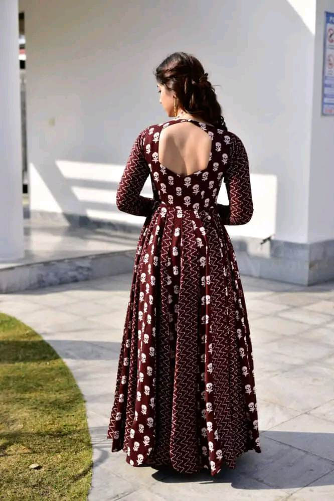 Thumbnail: Long Anarkali Suit With Beautiful Mulmul Dupatta Sets