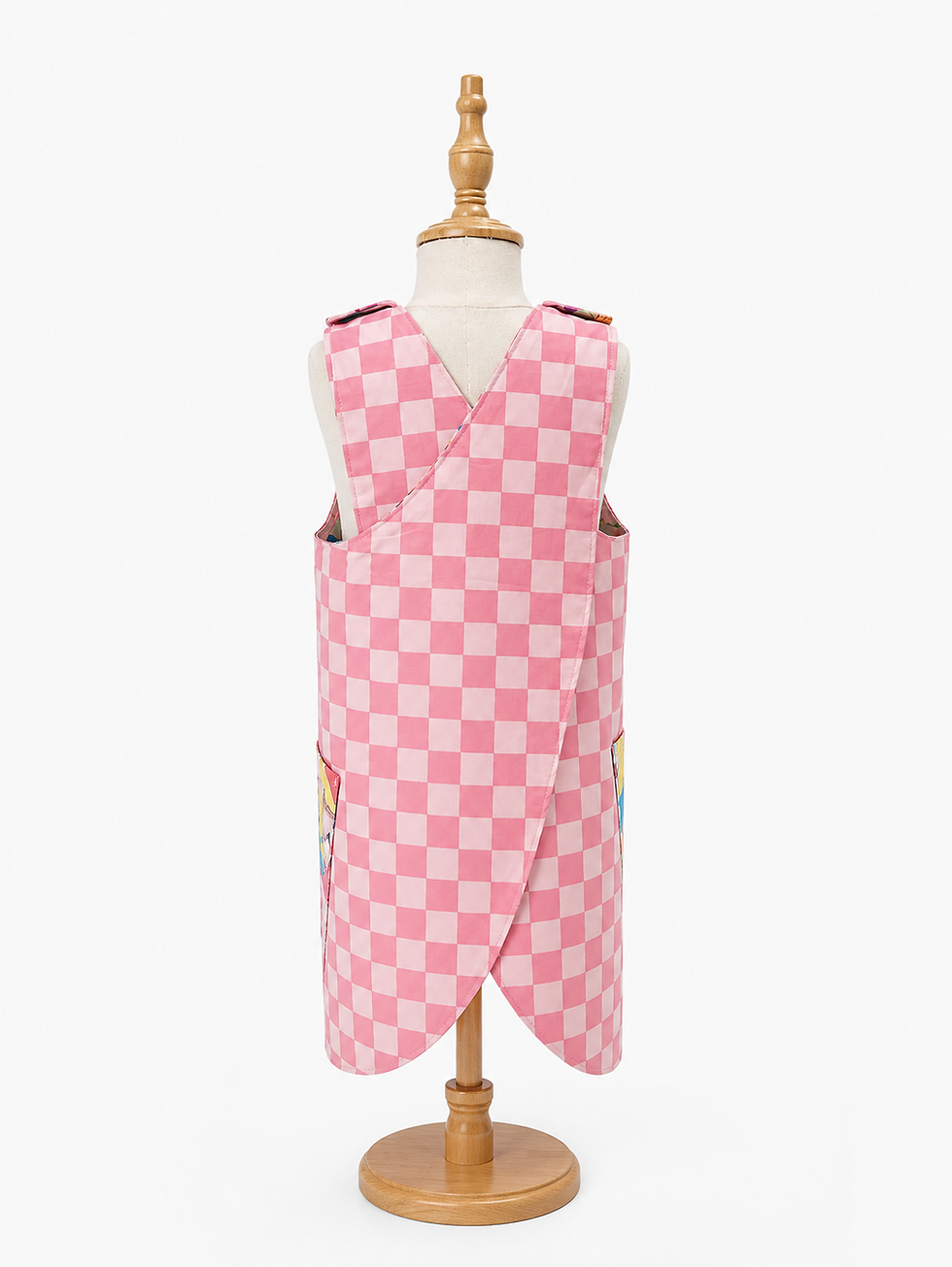 Thumbnail: 661 Child Medium Pink Princess Sundoodle Smock with Reversable Pink Checkers