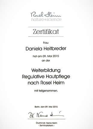 Zertifikat Regulative Hauttherapie