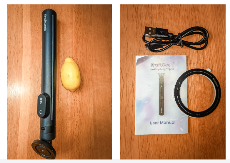 The KraftGeek JustTap tripod out of the box