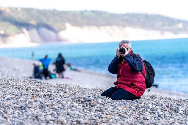 A student learning landscape photography on a Devon photography workshop with Gary Holpin Photography