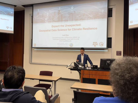 Dr. Lei Zou Gives Invited Talk on Geospatial Data Science for a Climate-Resilient Future