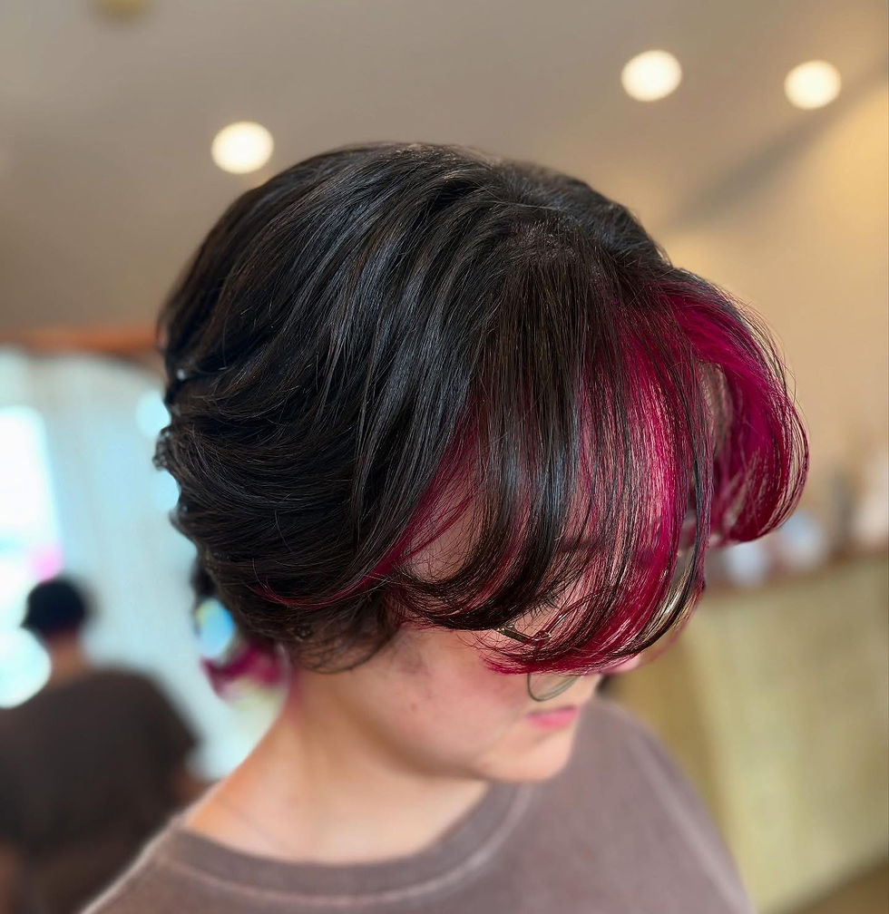Stylish pink and black hair