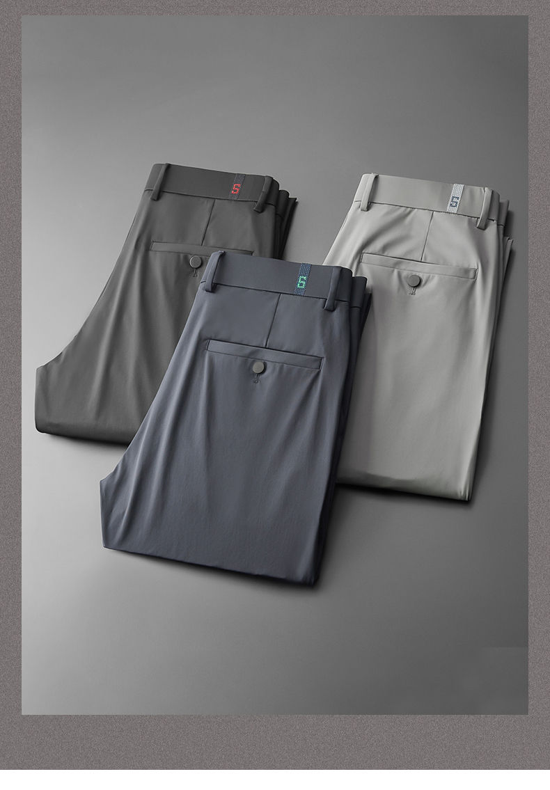 Miniatura: Browon-calça casual masculina de seda gelada, meia reta e fina para respiraçã