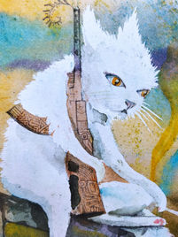 desenho são paulo artista gatinhho gato Gabriel Noboru Ishida watercolour brazil 