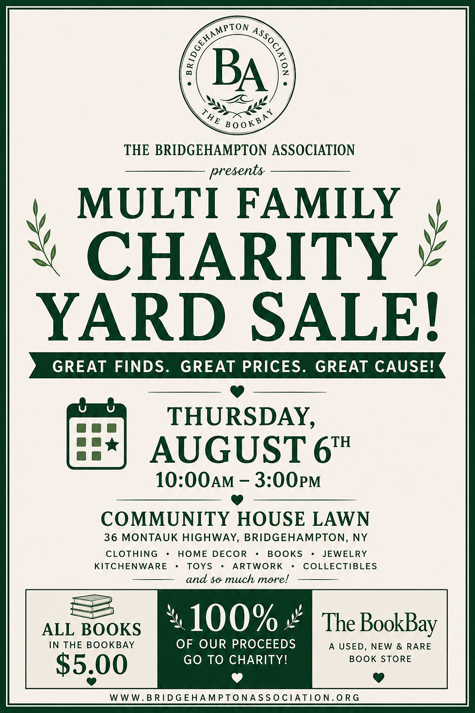 Yard Sale on the Lawn August 6th 10-3PM