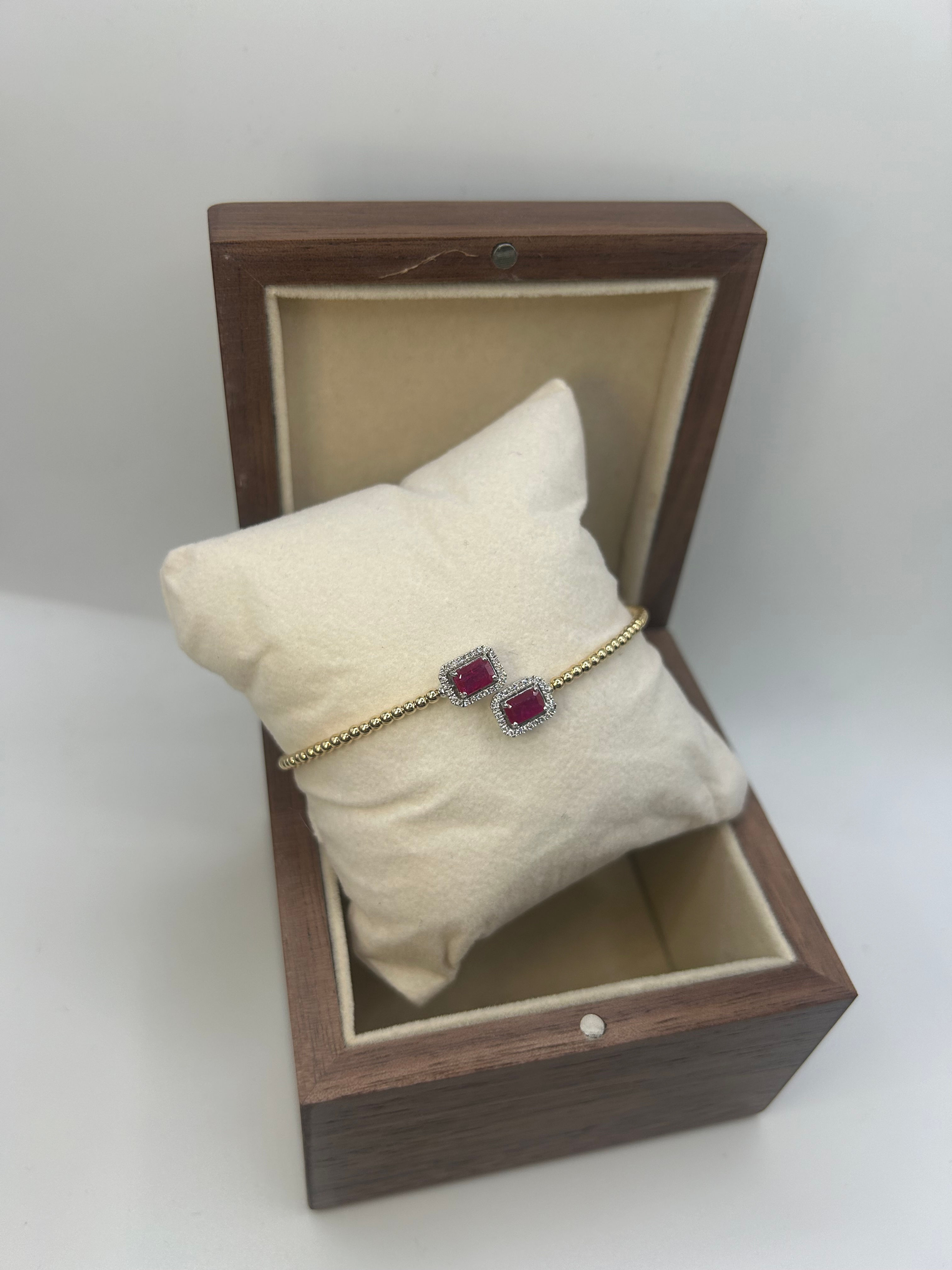 Baguette and Ruby Two Tone Bracelet