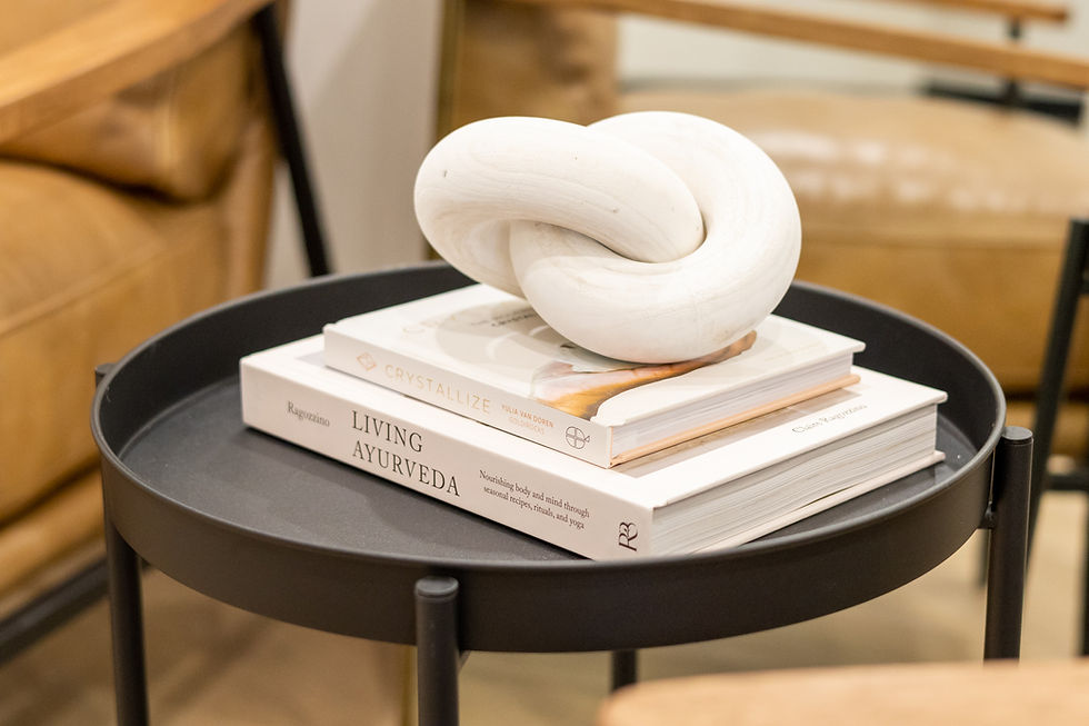 Decor detail on entry table inside Serenity Studios Eagle Mountain Utah.