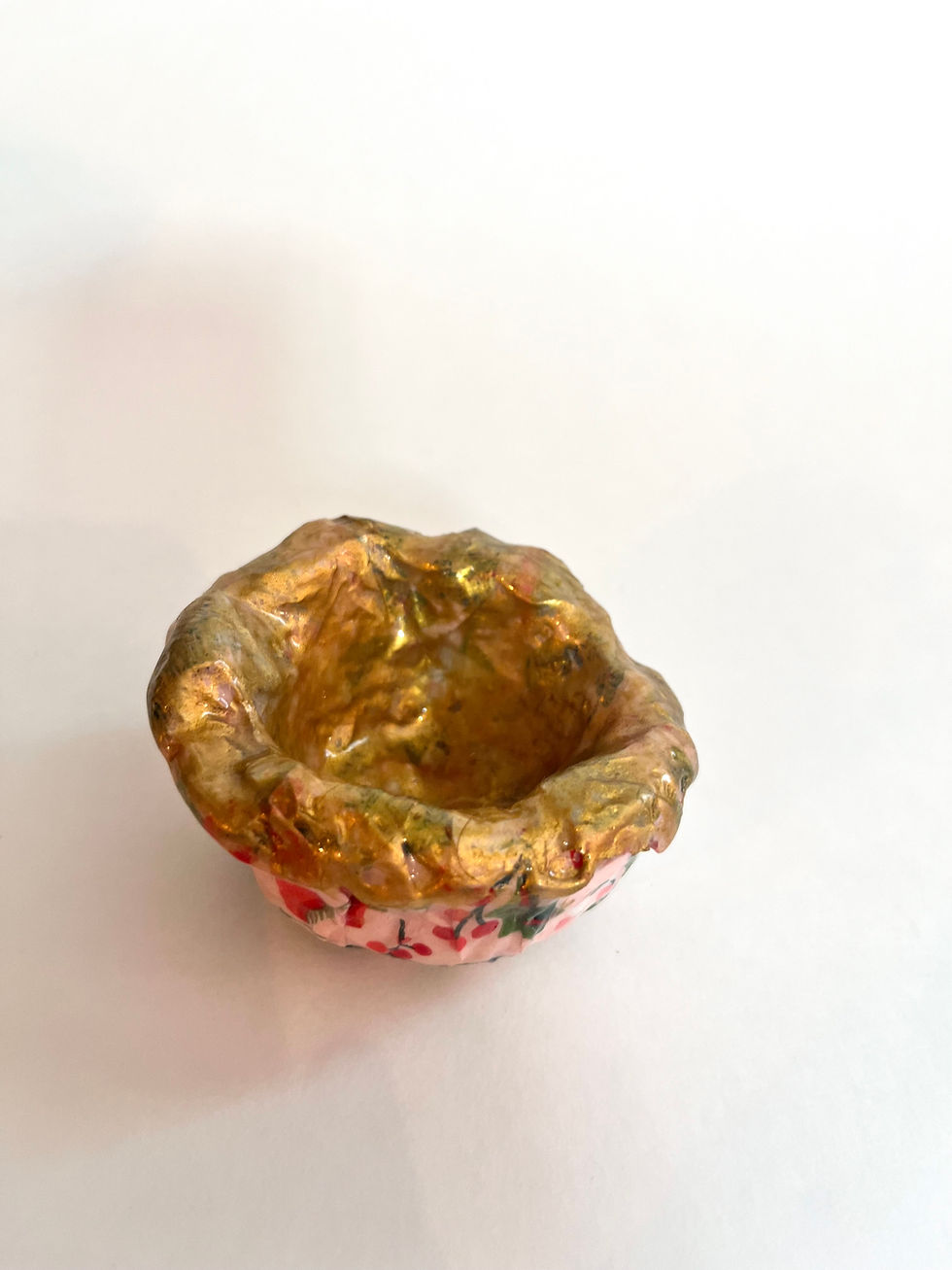 Thumbnail: Botanical Paper Mache Bowl - Pink Mushroom Scene