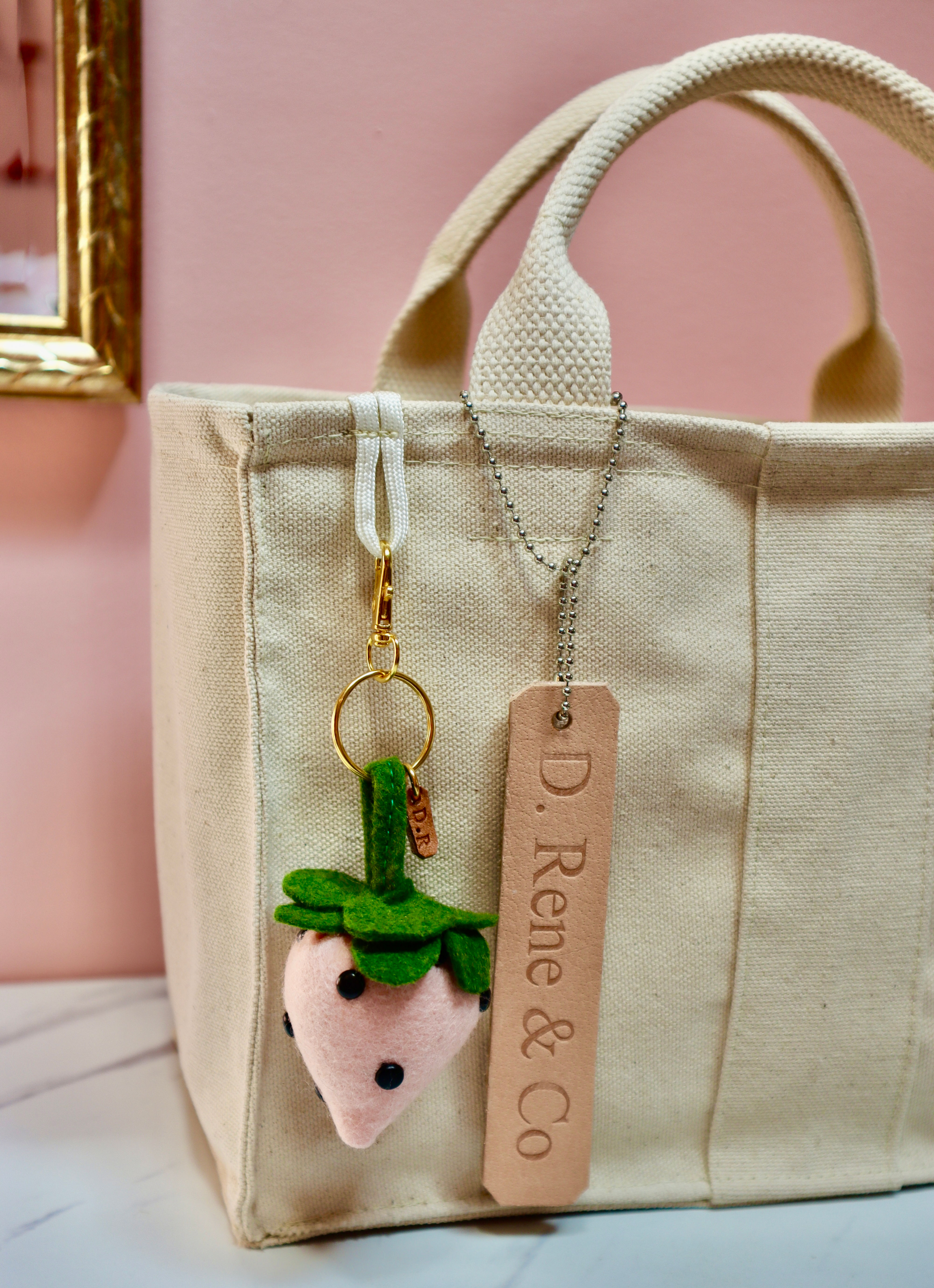 Felt Strawberry Bag Charm