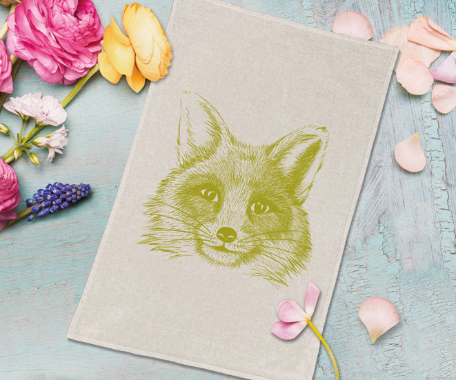 Miniaturbild: "Kleiner Fuchs" Halbleinen Geschirrtuch