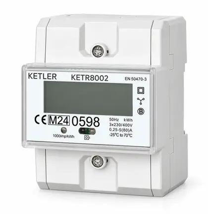 Compteur électrique triphasé KETLER KETR8002, 80 A, certifié MID