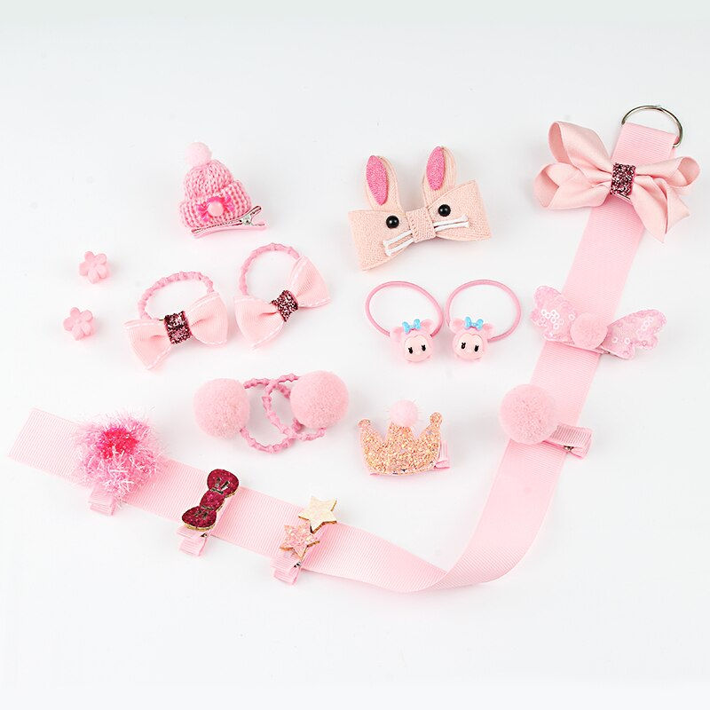 Miniatura: 18 Pcs/Set Cute Cartoon Hair Accessories Girl Head Rope Bow Flower Animal Headwe