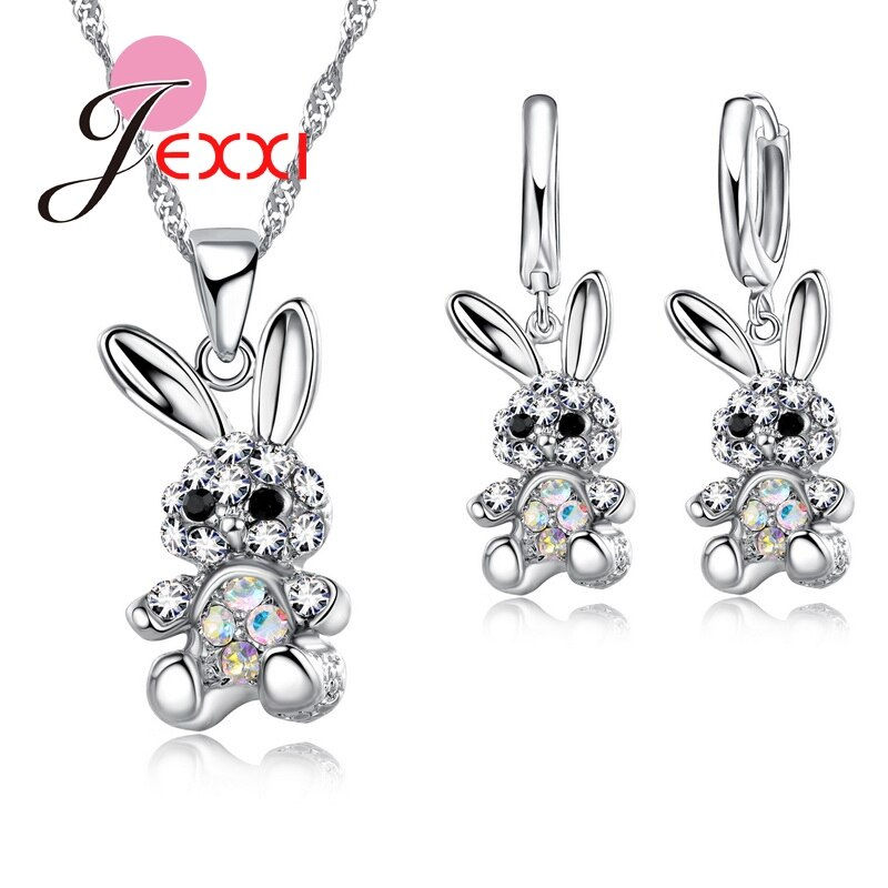 Thumbnail: Cute Rabbit Design Cartoon 925 Sterling Silver Jewelry Set for Women Hot Pendant