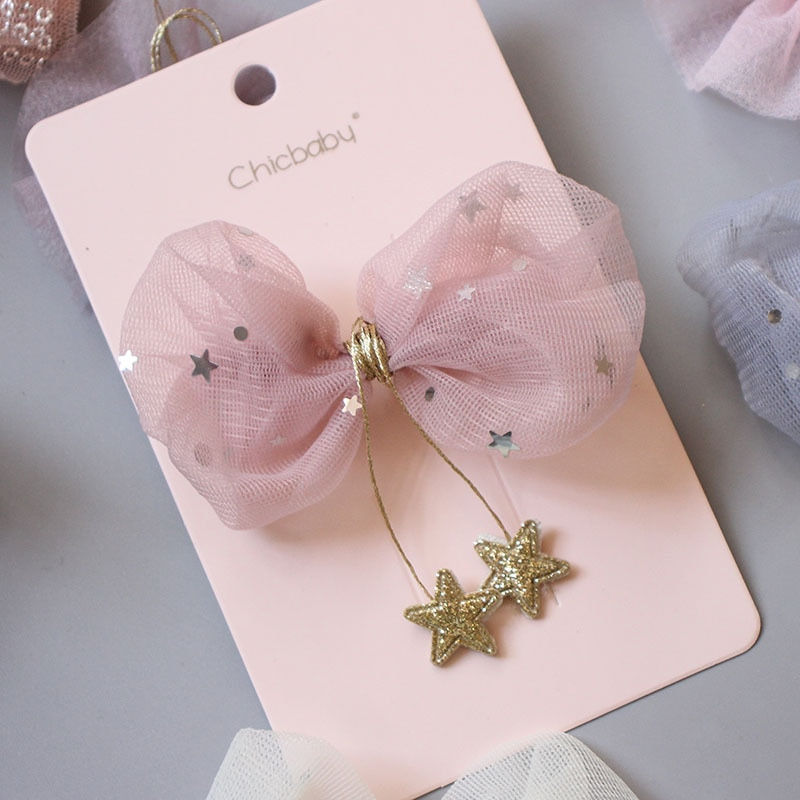 Miniatura: New Children's Hair Accessories Hanging Little Star Bow Hair Clip Girl's Headdre