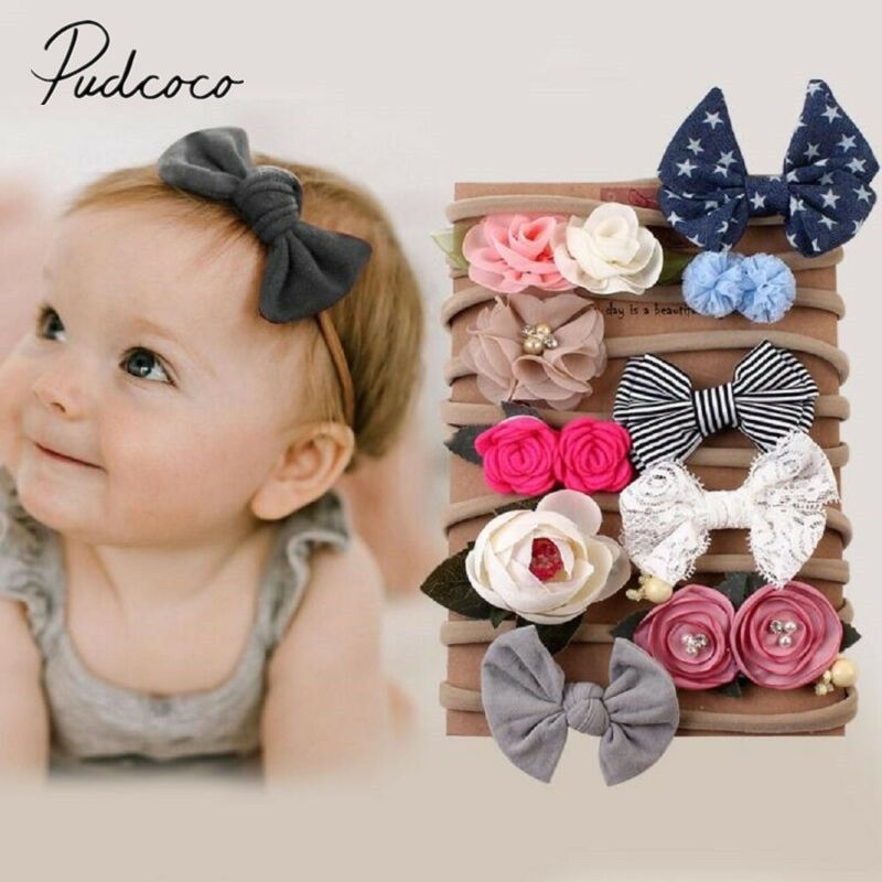 2020 Baby Accessories 10pcs/Set Newborn Baby Girls Hair Accessories Bowknot Flow