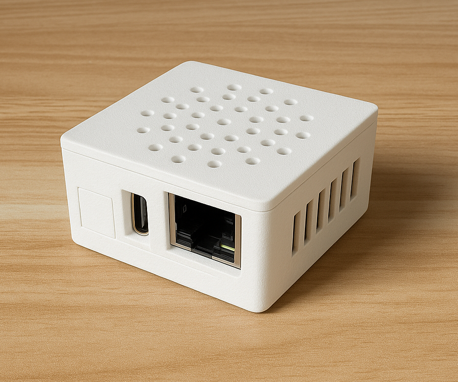 TubeTimeout device in white showing front and side