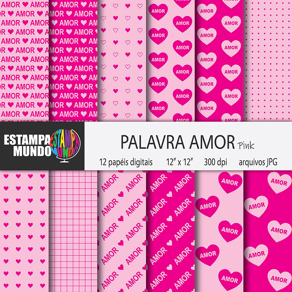 Papel Digital Palavra Amor Pink