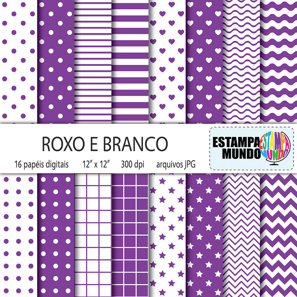 Papel Digital Roxo e Branco
