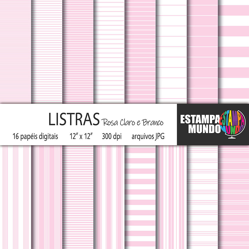 Papel Digital Listras Rosa Claro e Branco