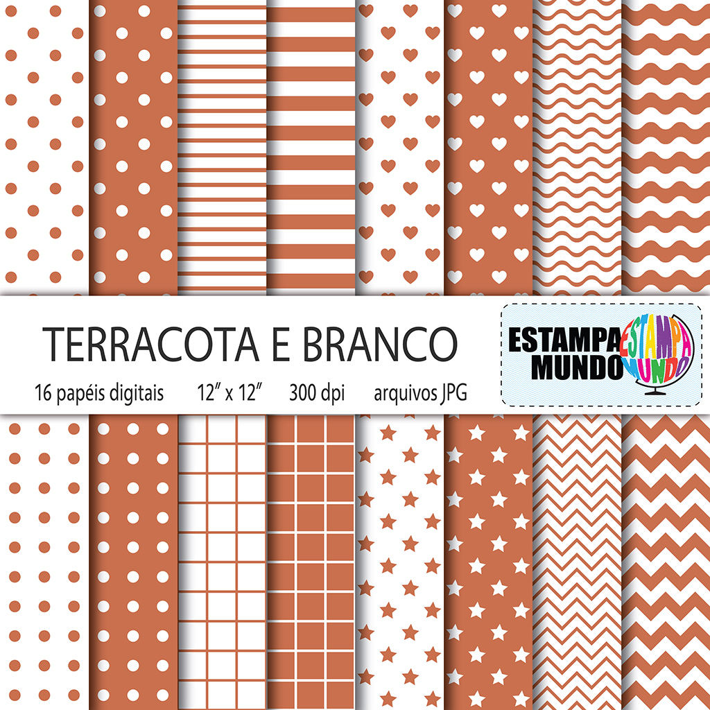 Papel Digital Terracota e Branco