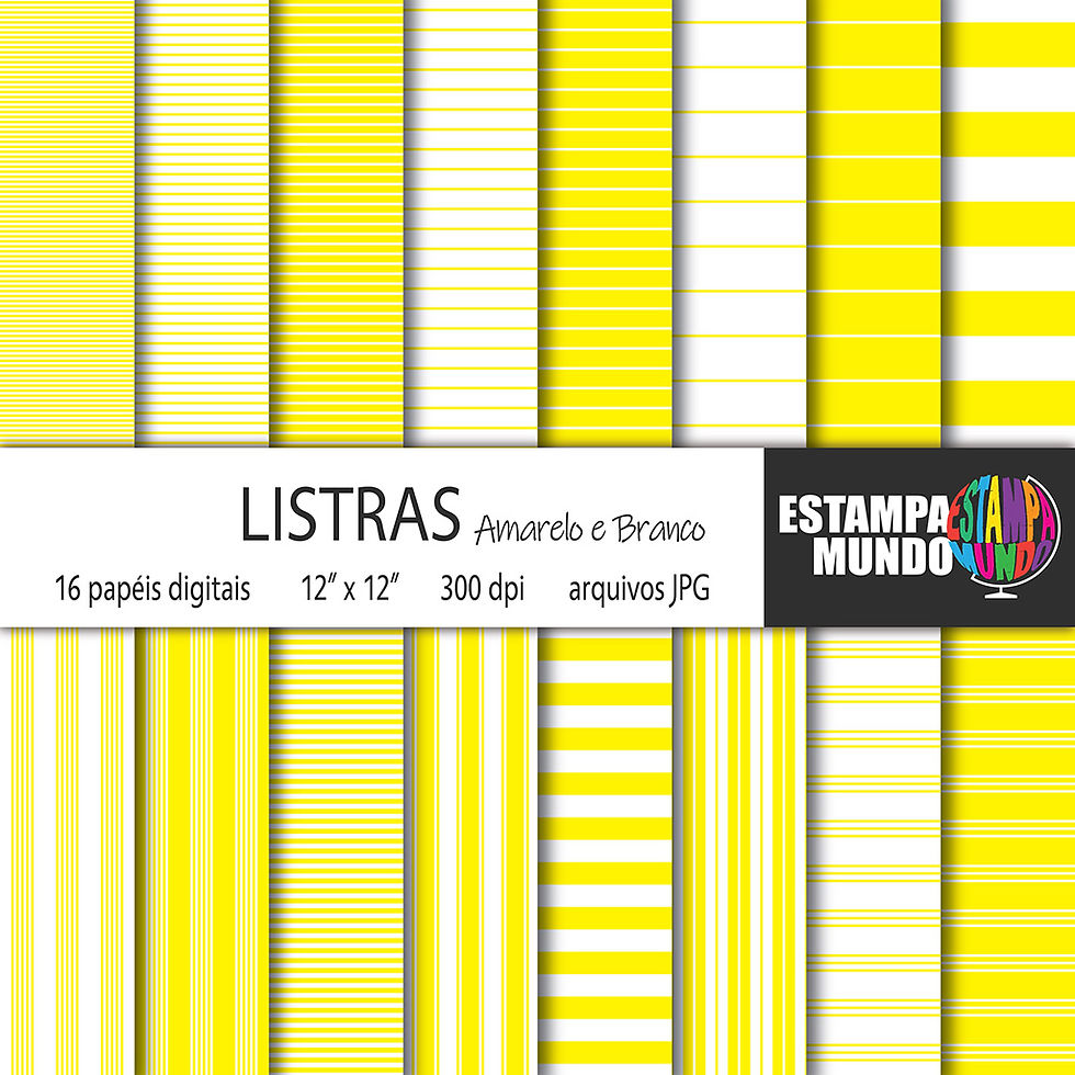 Papel Digital Listras Amarelo e Branco