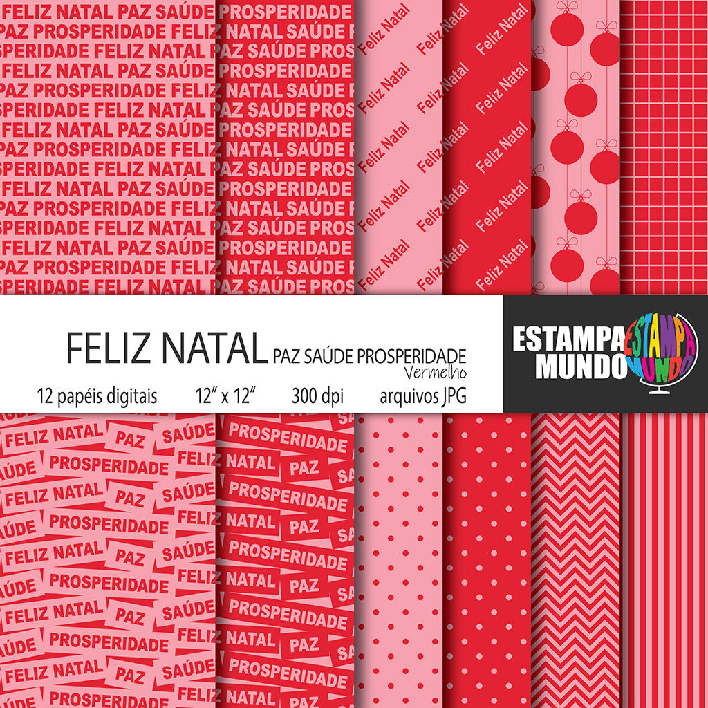 Papel Digital Feliz Natal Vermelho