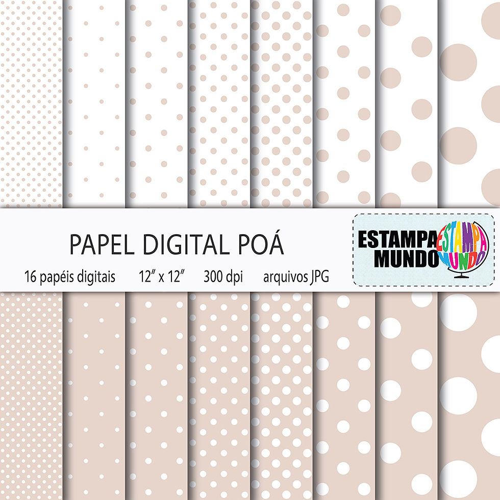 Papel Digital Poá Bege Areia e Branco