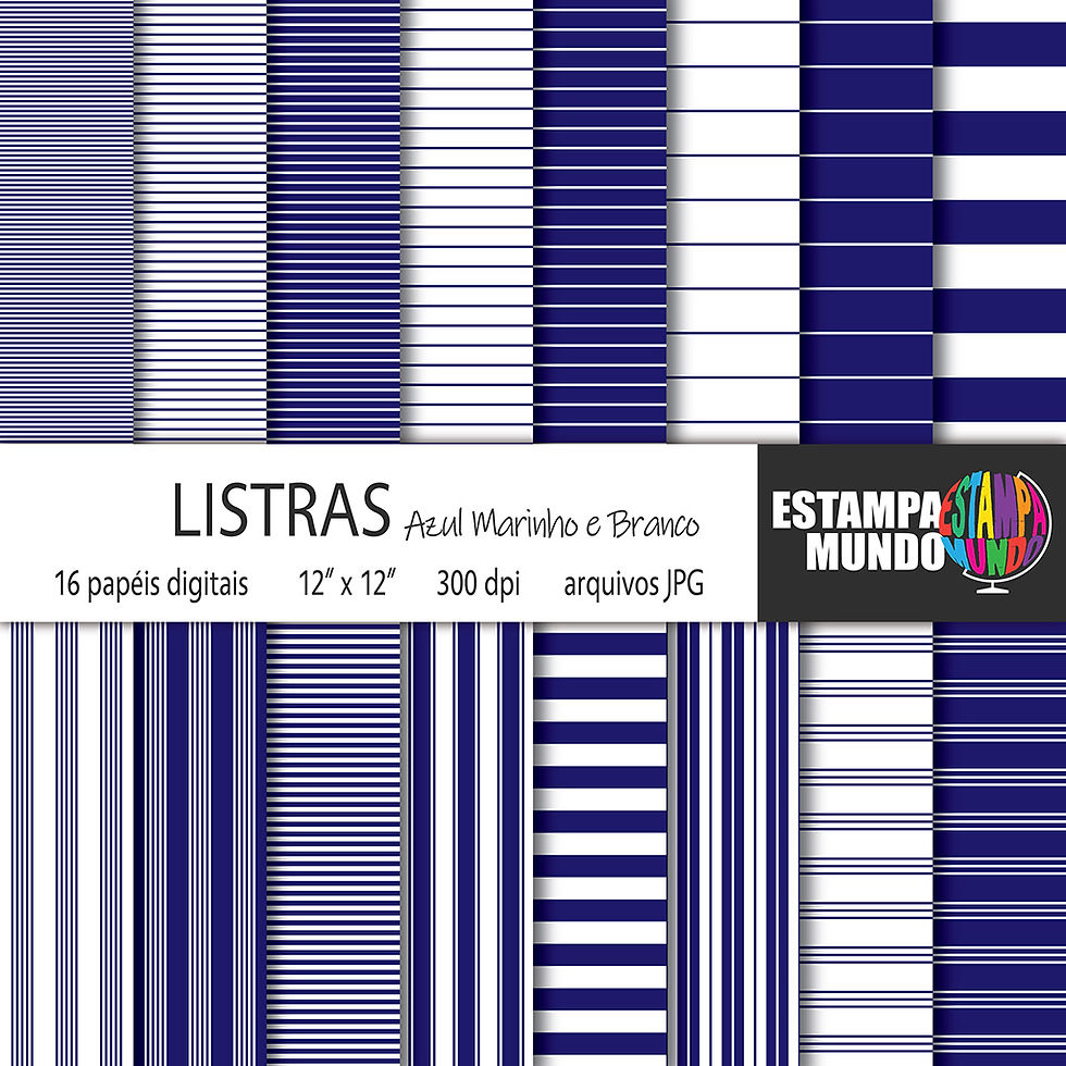 Papel Digital Listras Azul Marinho e Branco
