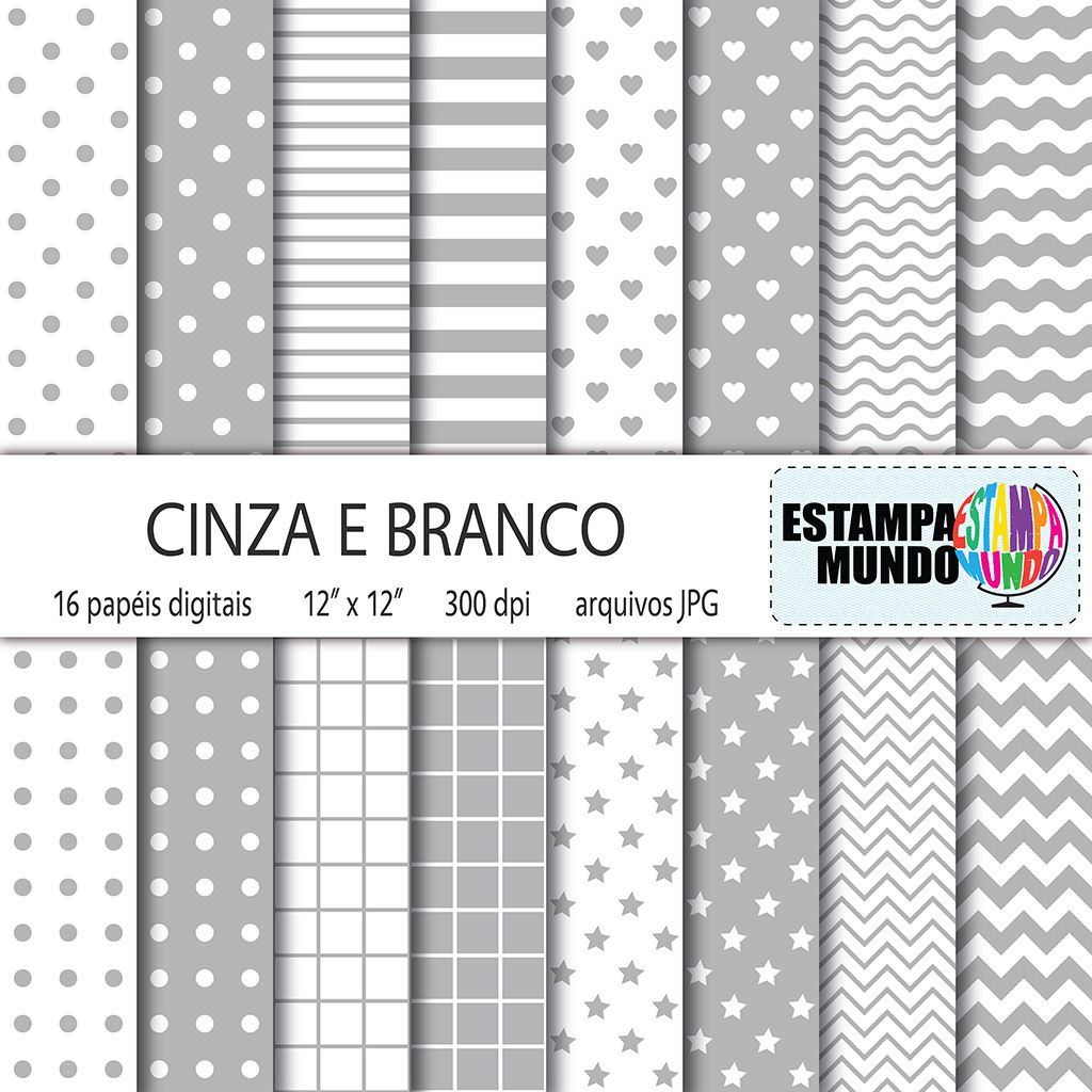 Papel Digital Cinza e Branco