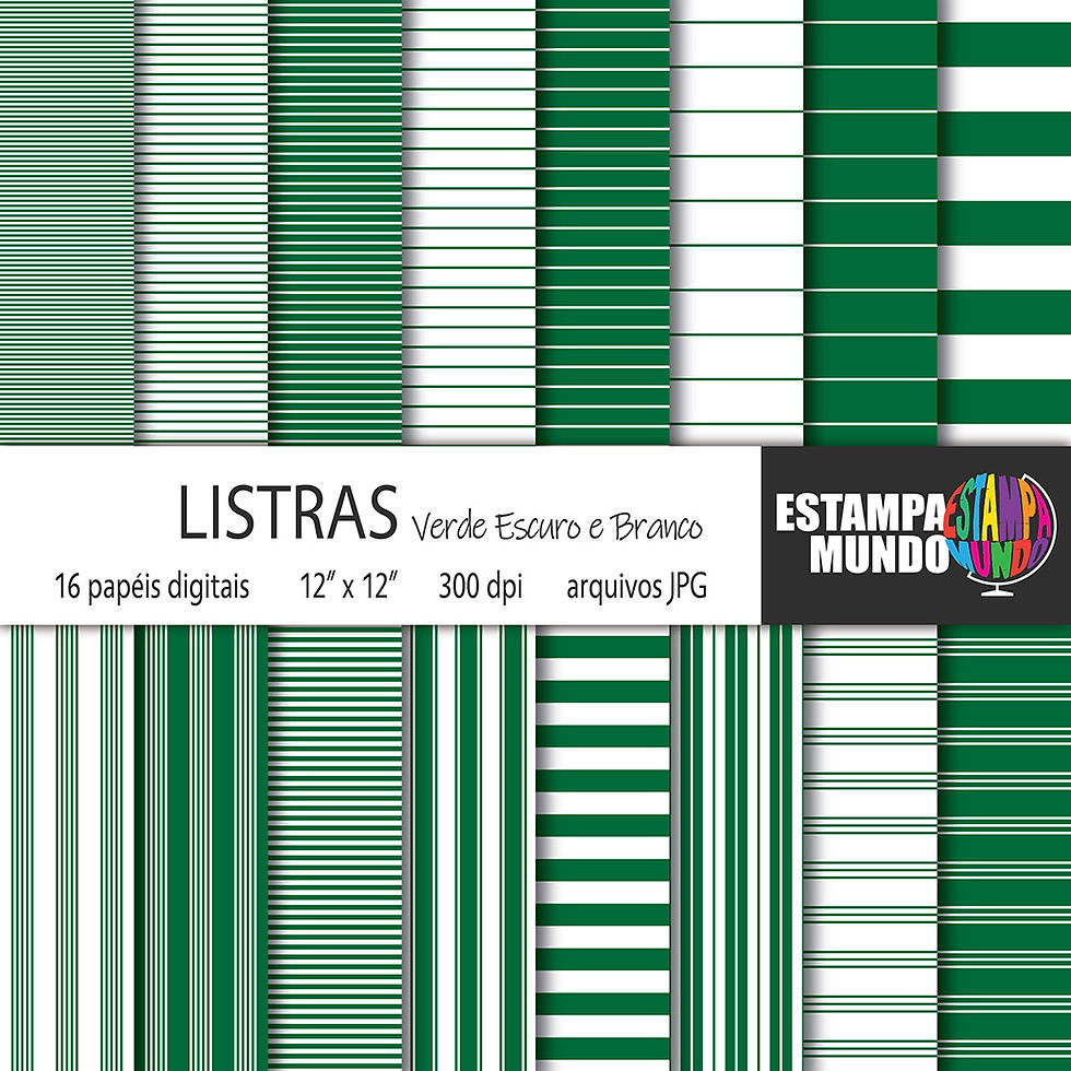 Papel Digital Listras Verde Escuro e Branco