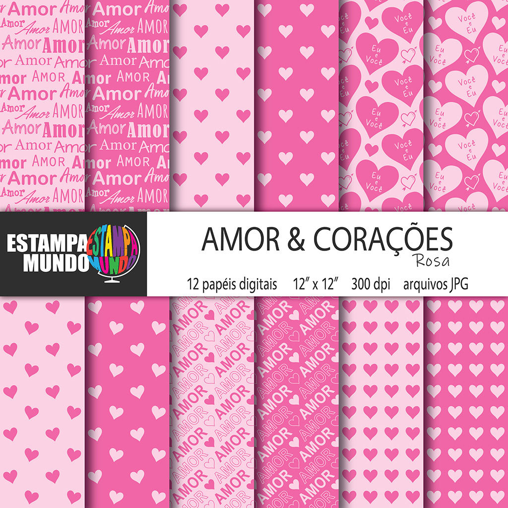 Papel Digital Amor e Corações Rosa