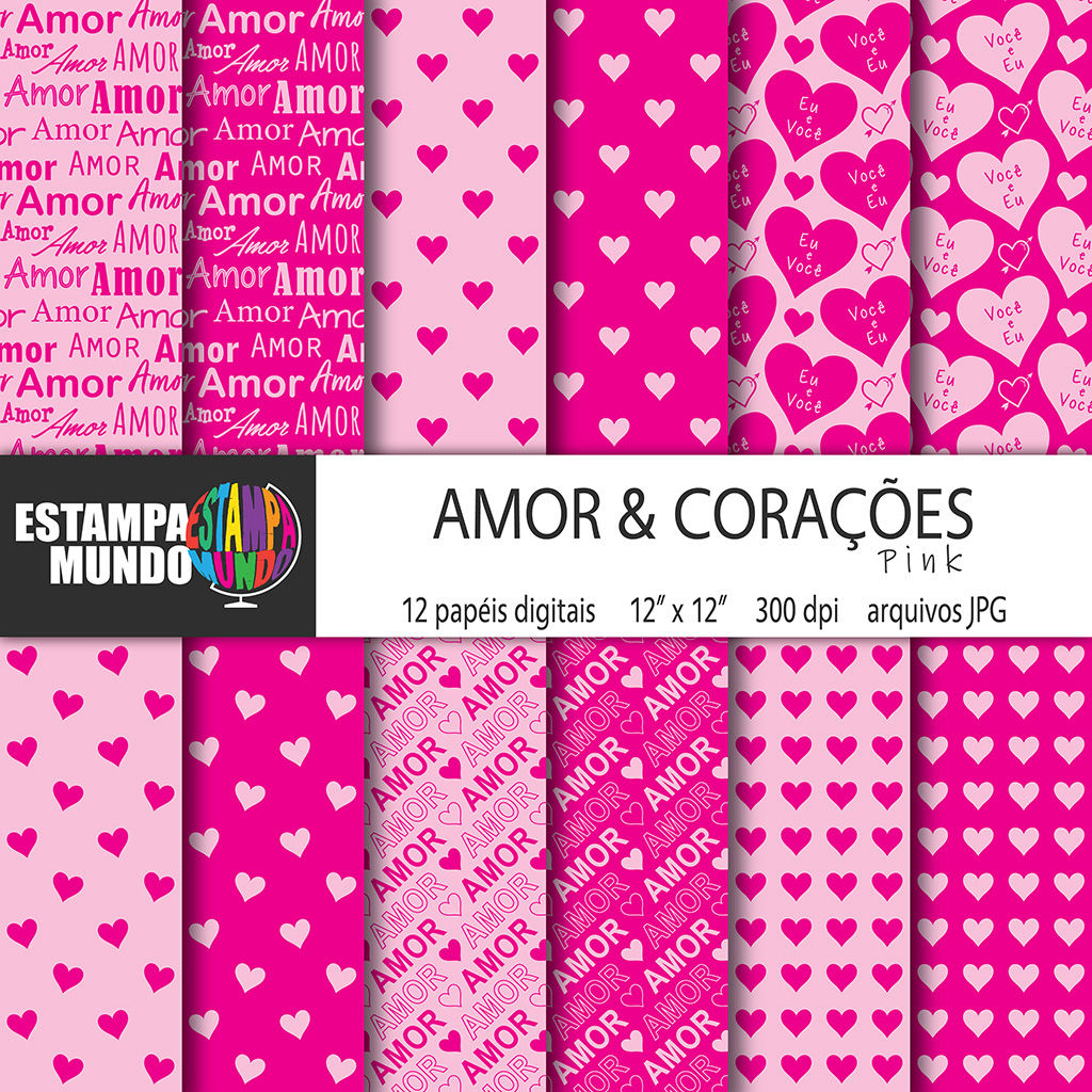 Papel Digital Amor e Corações Pink