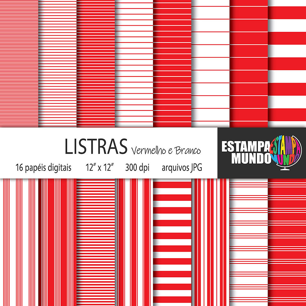 Papel Digital Listras Vermelho e Branco