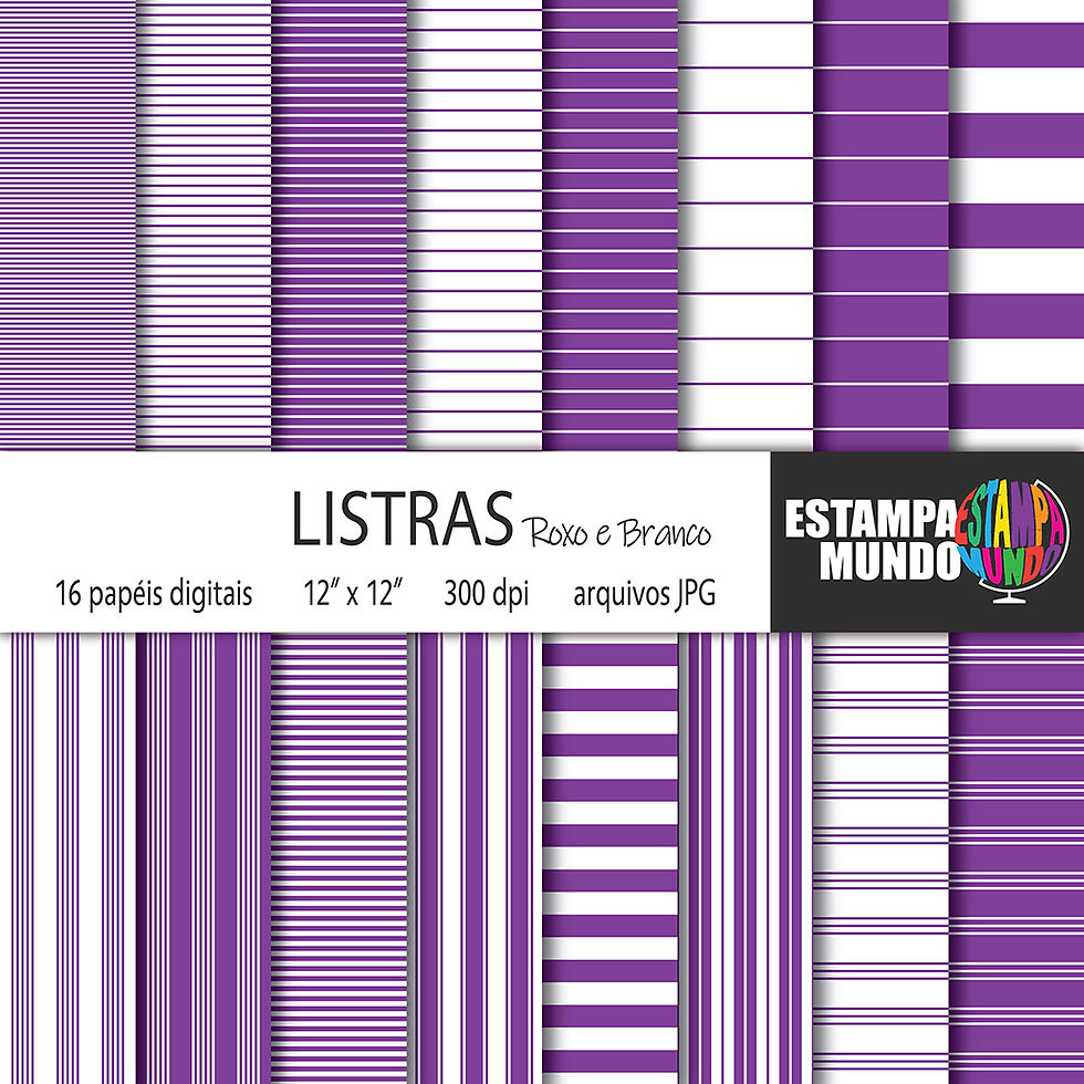 Papel Digital Listras Roxo e Branco