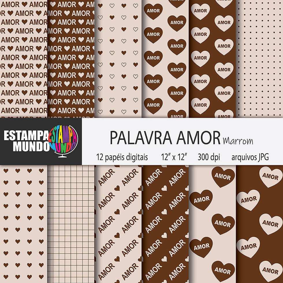 Papel Digital Palavra Amor Marrom