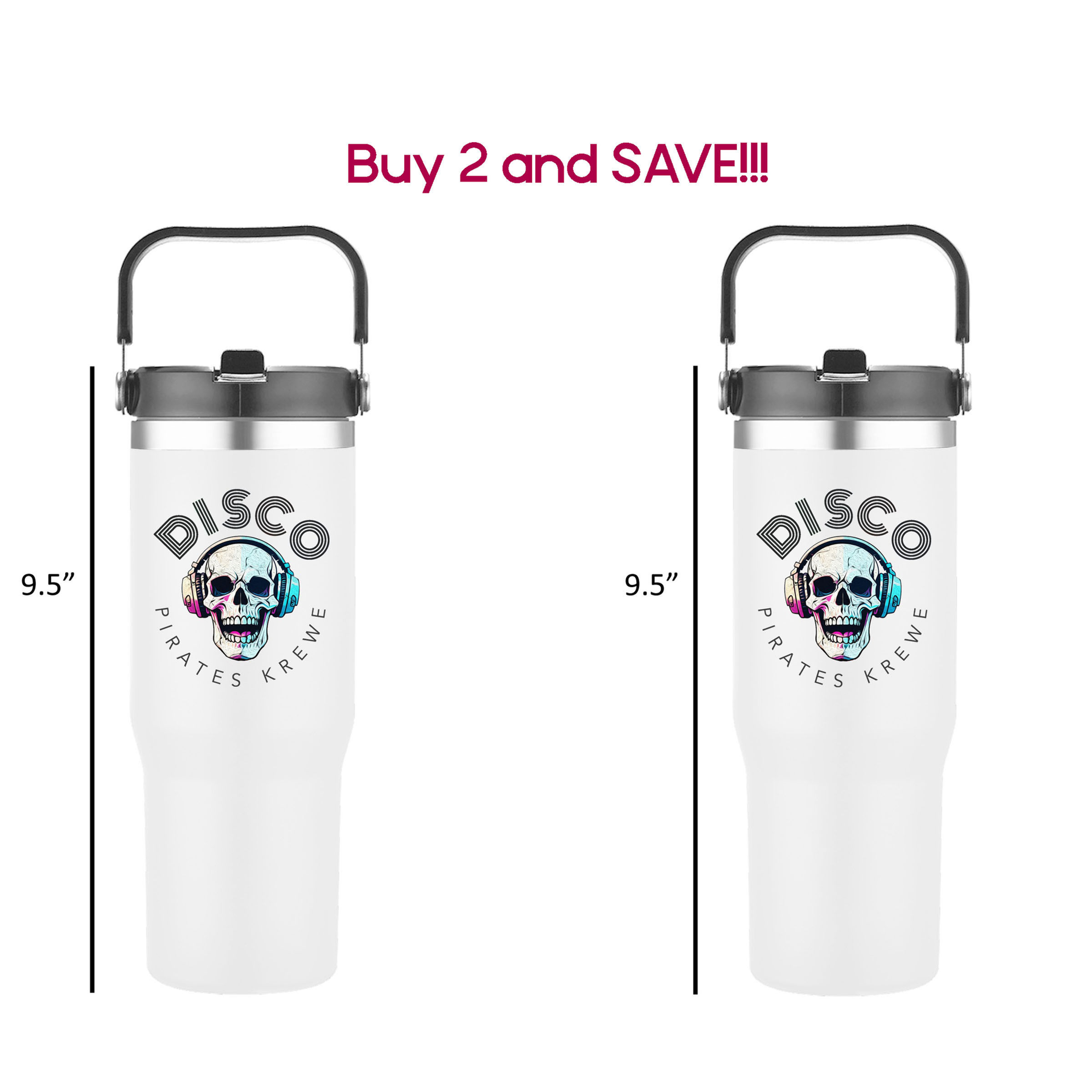 2 pack 30 oz. Flip Straw Stainless Steel Double-walled Tumbler