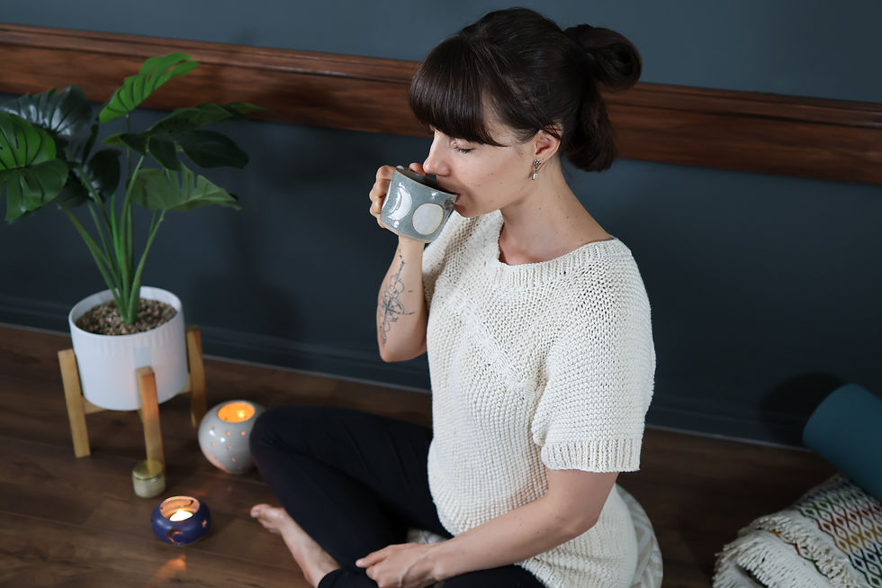 Me enjoying a lovely cup of Rooibos tea. :)