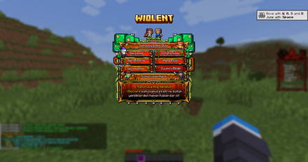 Colorful, pixelated game interface with text and icons.