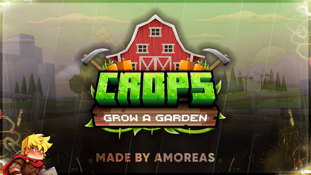 Red barn and crops logo for a garden game.