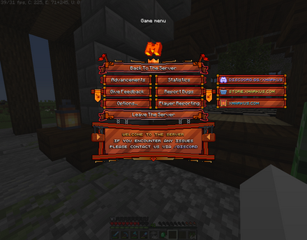 Orange-themed game menu with medieval design elements.