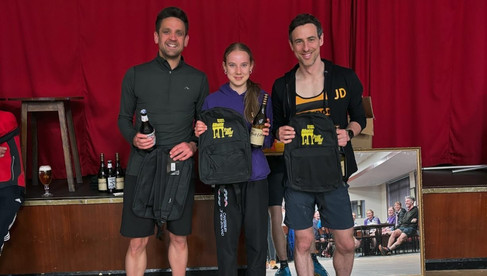 The third placed Blaydon team of Kevin Findlay, Ellie Fellows and James Dias with their prizes